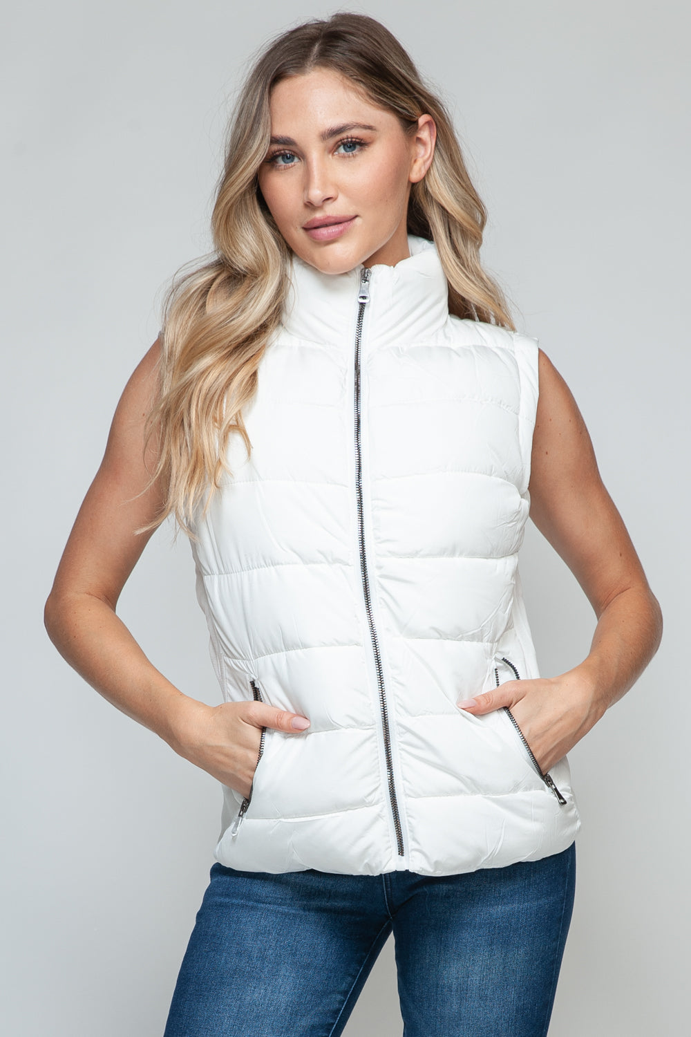 Snobbish Zip Up Turtleneck Vest Jacket with Pockets