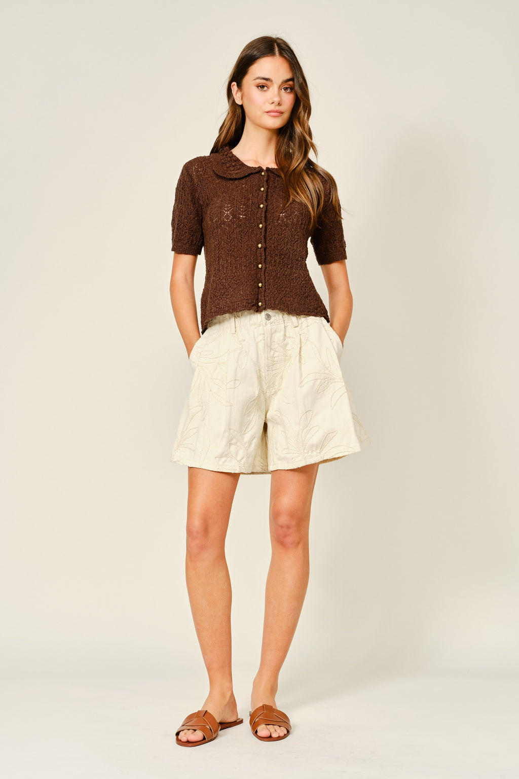 Liora Embroidered Flare Shorts