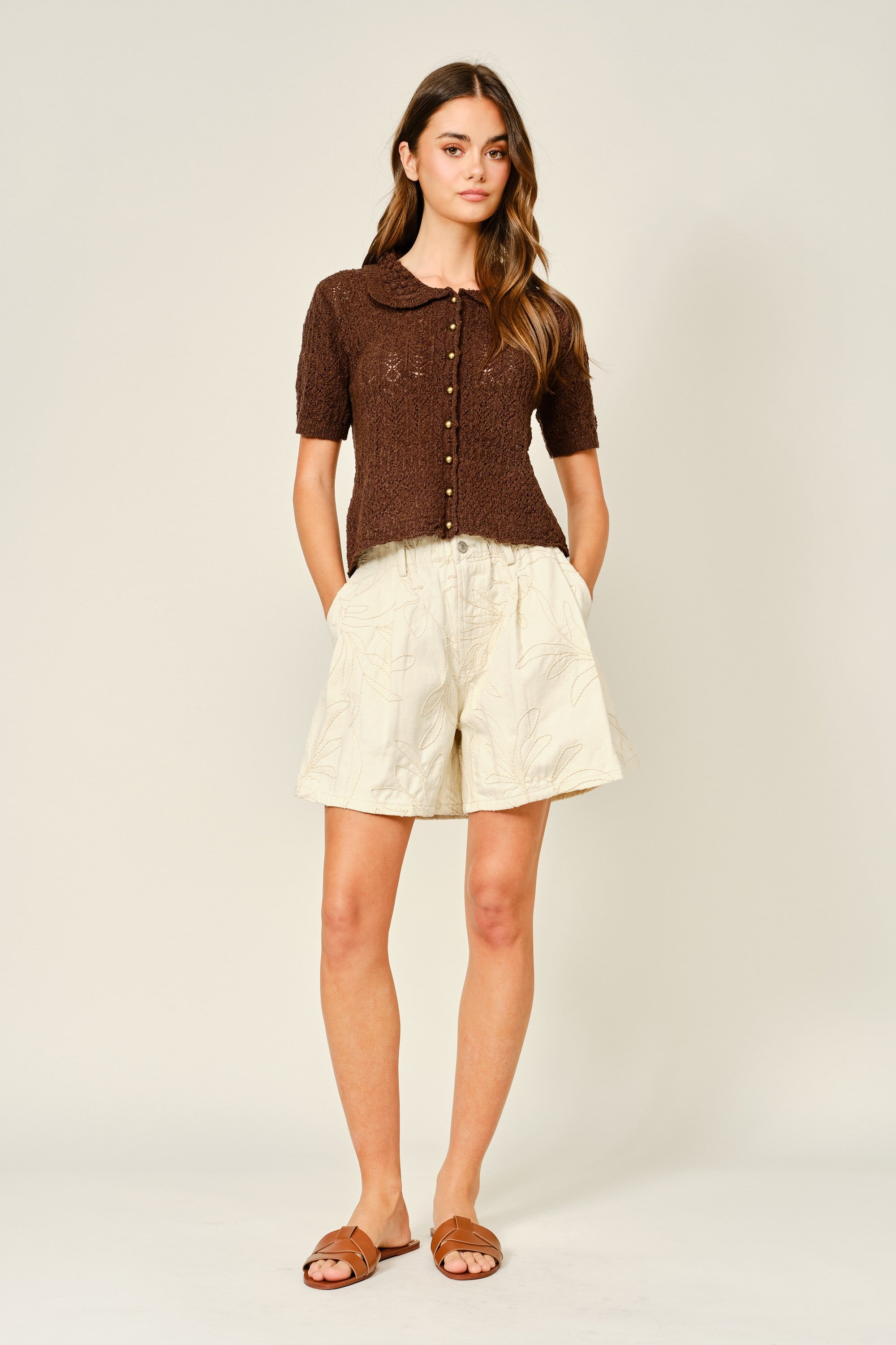 Liora Embroidered Flare Shorts