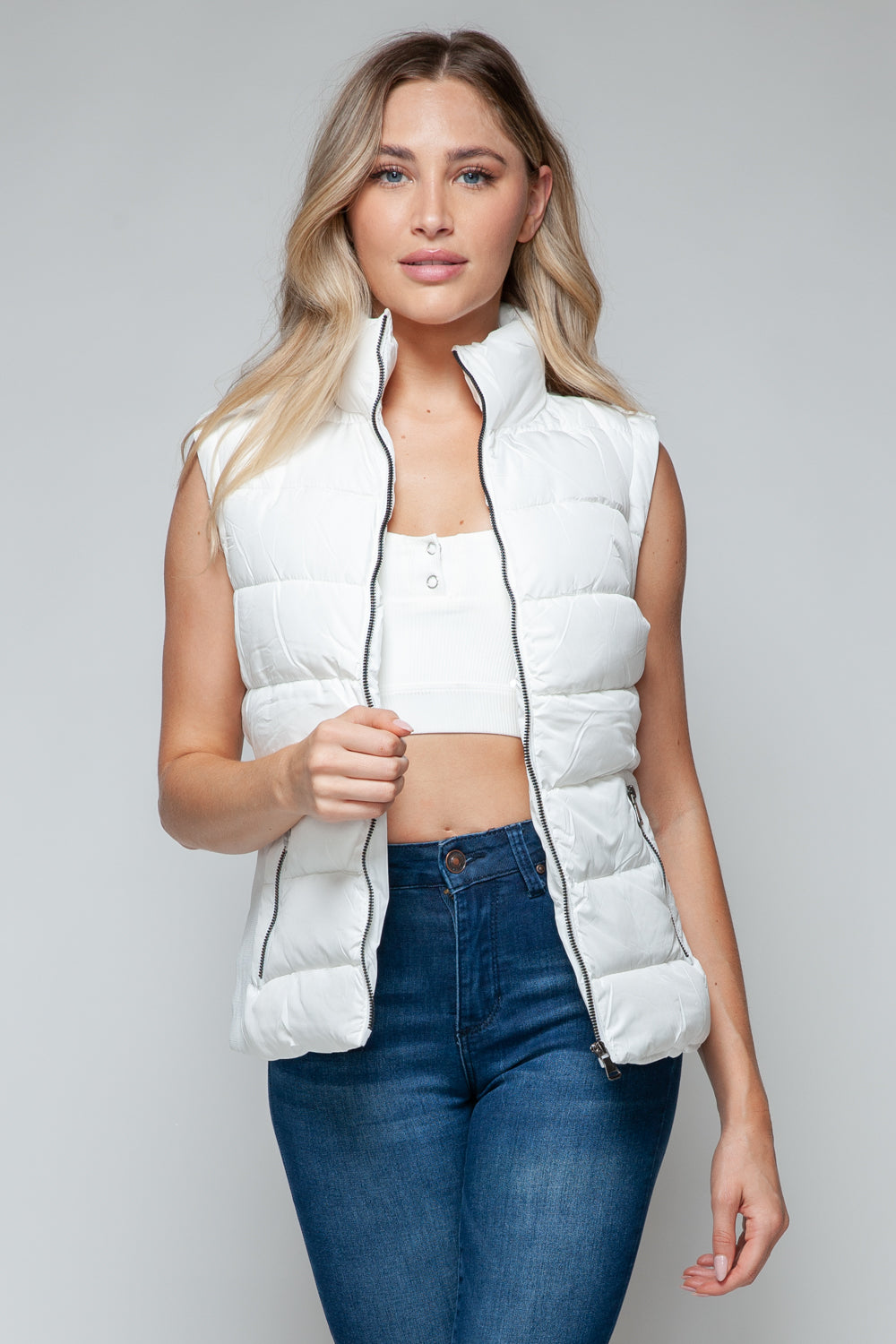 Snobbish Zip Up Turtleneck Vest Jacket with Pockets