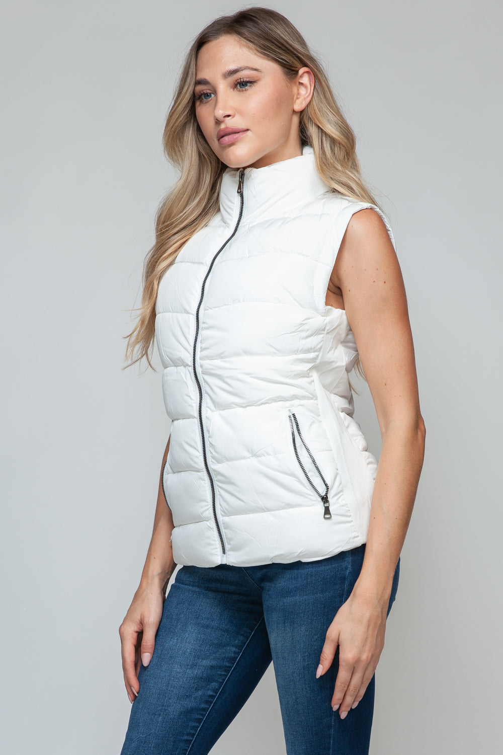 Snobbish Zip Up Turtleneck Vest Jacket with Pockets