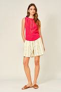 Meadow Vine Embroidered Cotton Shorts