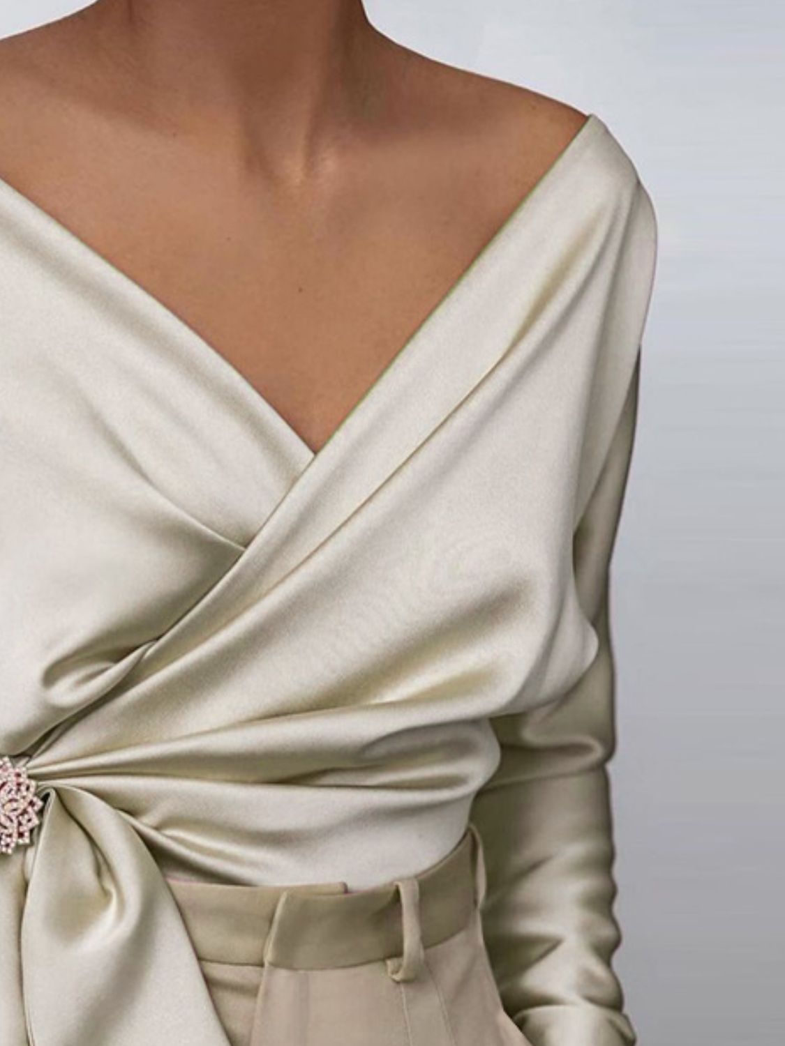 Wrap of Power Surplice Long Sleeve Blouse