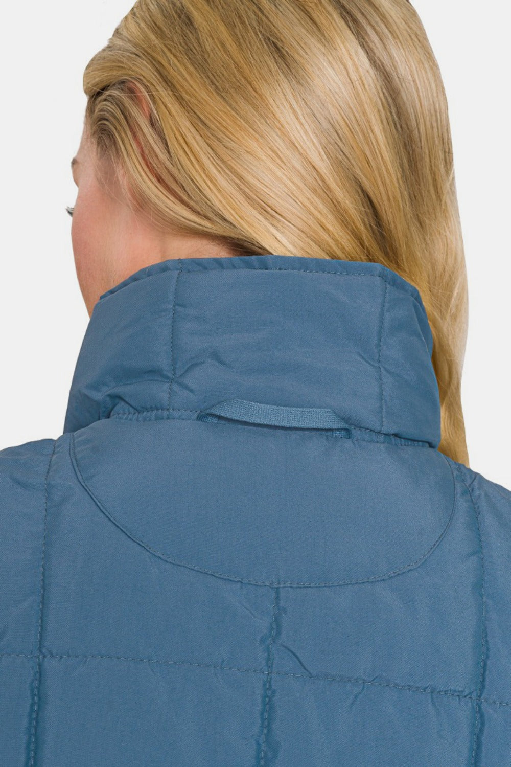 Zenana Zip Up Cropped Puffer Vest Jacket with Pockets