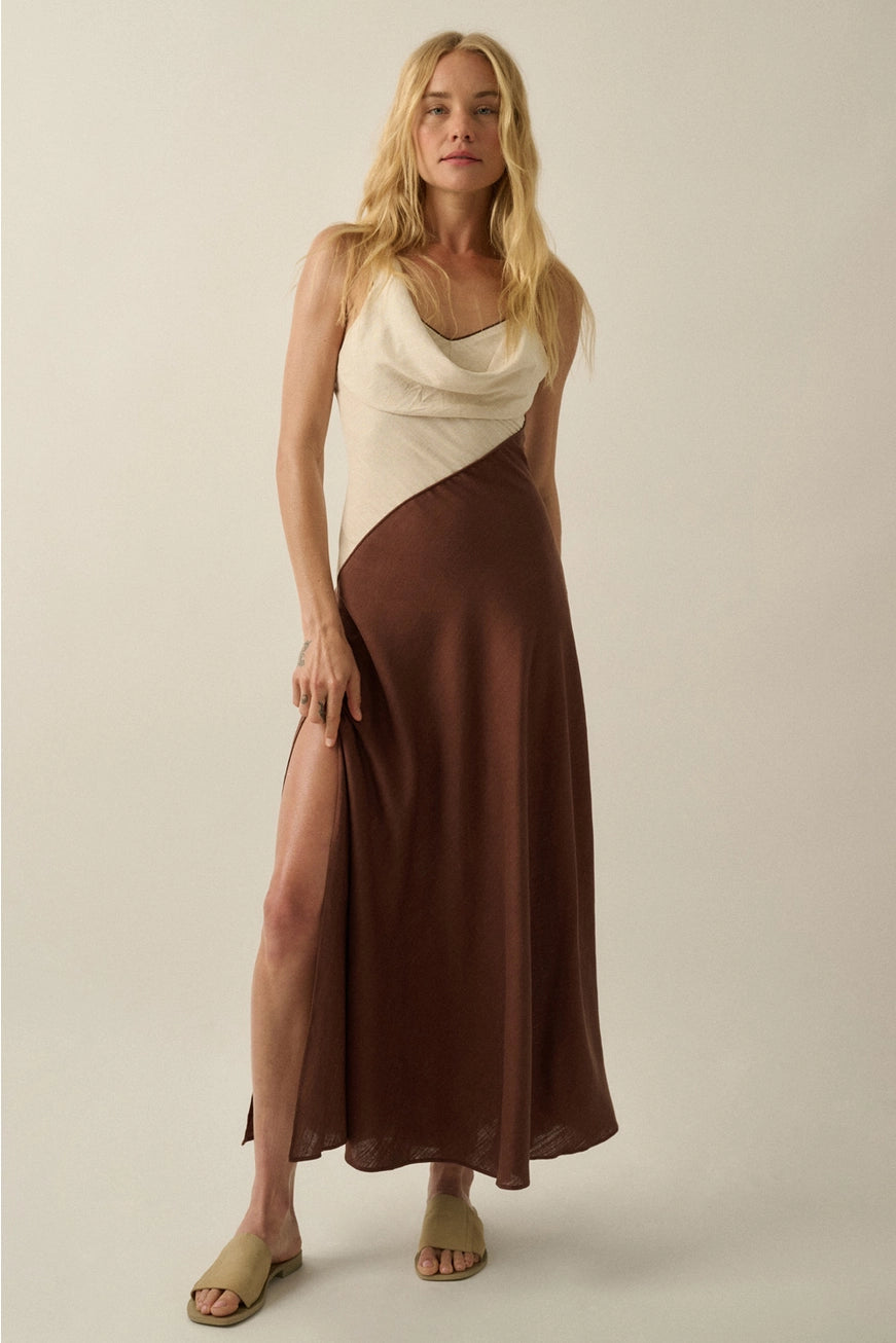 Laurel Colorblock Linen Maxi Dress