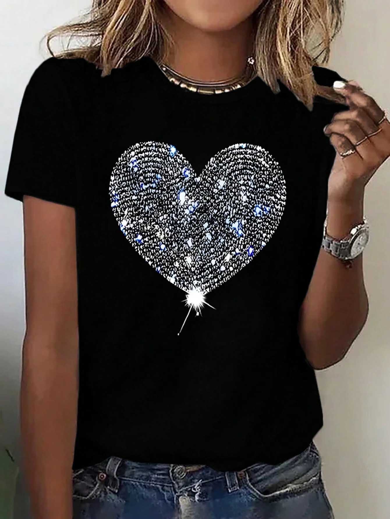 Heart Graphic Round Neck T-Shirt