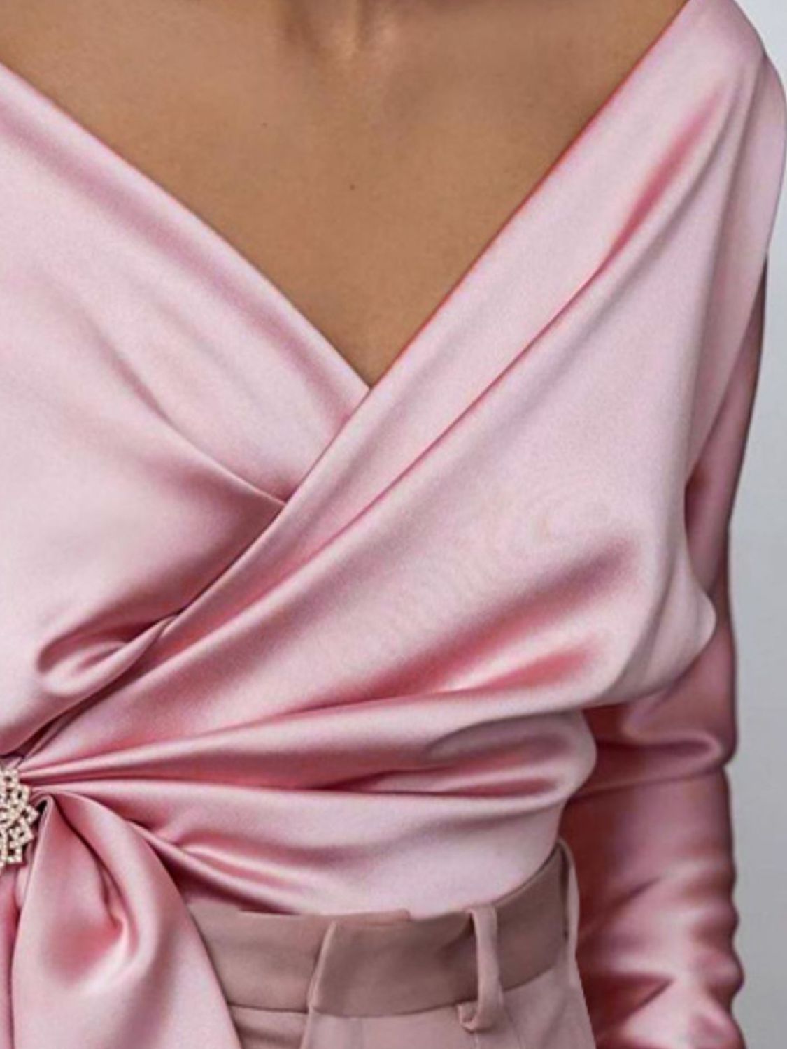 Wrap of Power Surplice Long Sleeve Blouse
