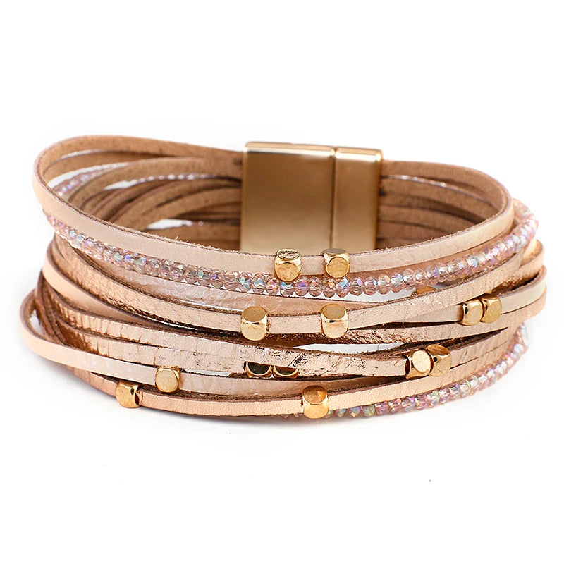 Layered Luxe Leather Bracelet