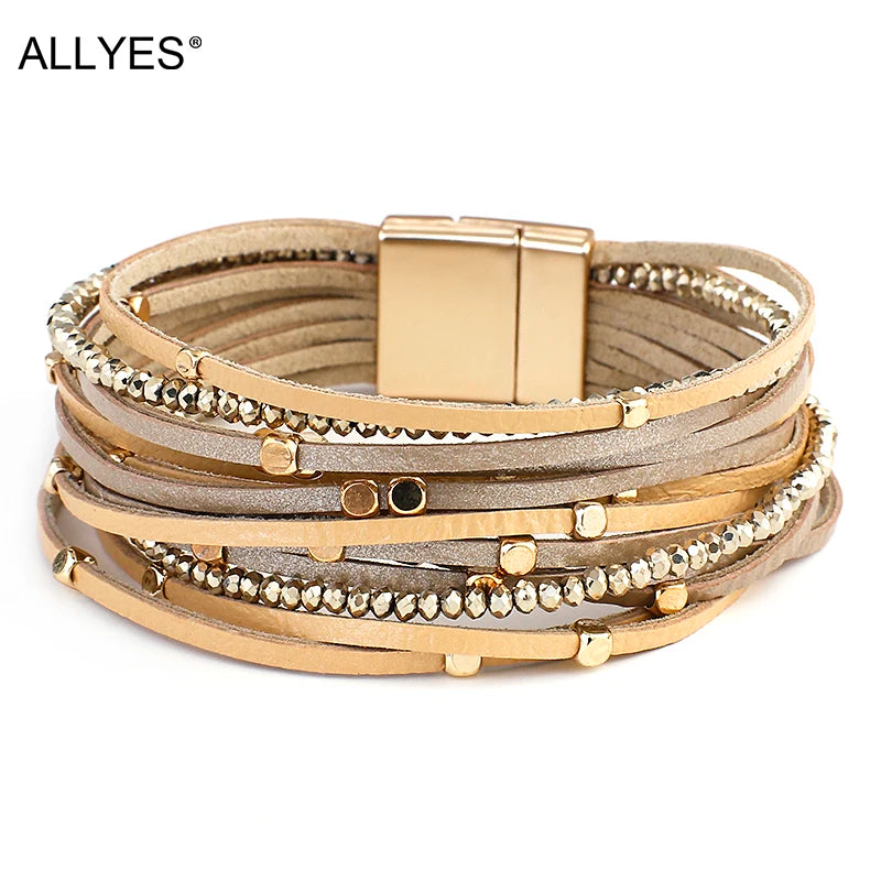 Layered Luxe Leather Bracelet