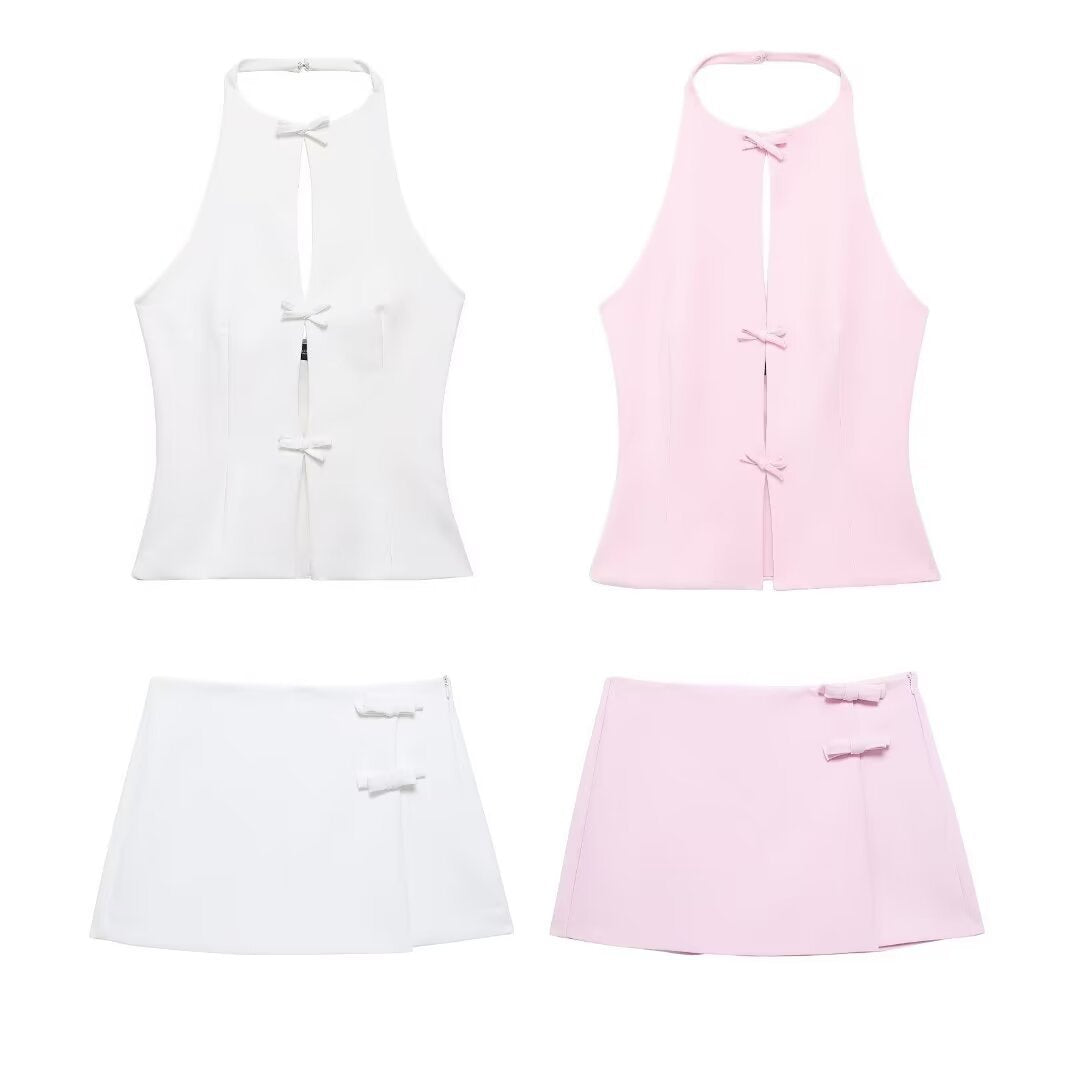 Soft Tie Charm 2-piece Top & Skirt