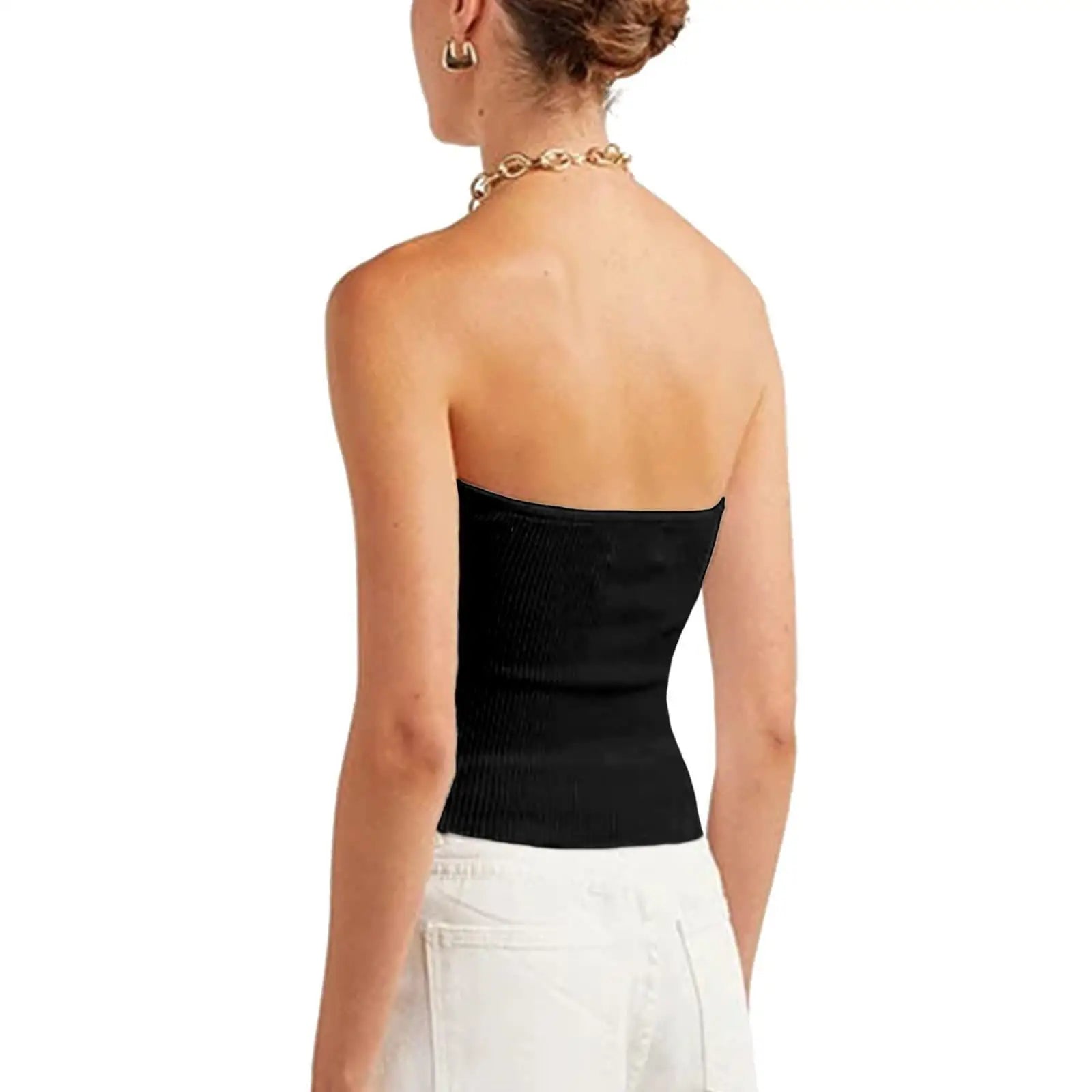 Cozy Tease Top- Backless Strapless Twisted Knit