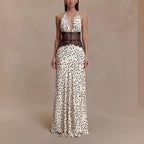 Ivory Cascade Deep-V Satin Dress