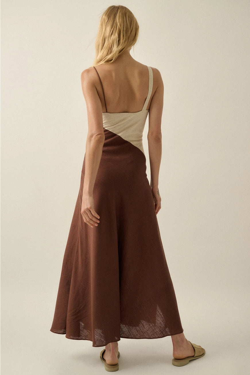 Laurel Colorblock Linen Maxi Dress