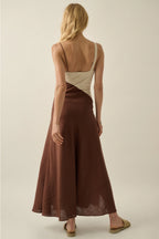Laurel Colorblock Linen Maxi Dress